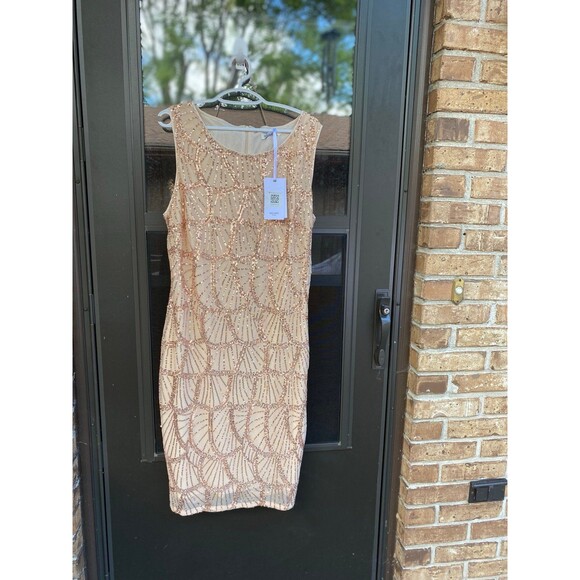 NWT Grace Karin Knee-Length Rose Gold Sequins Dress Size 12 Formal Wedding/Prom - Picture 6 of 12